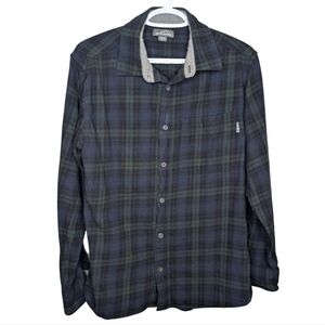 Eddie Bauer Green Blue Plaid Flannel Button-up Shirt Mens Medium